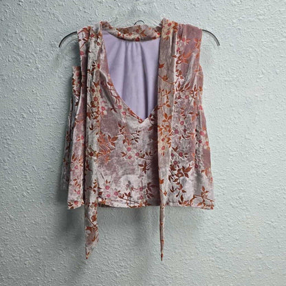 2pc Floral Velvet Short Set