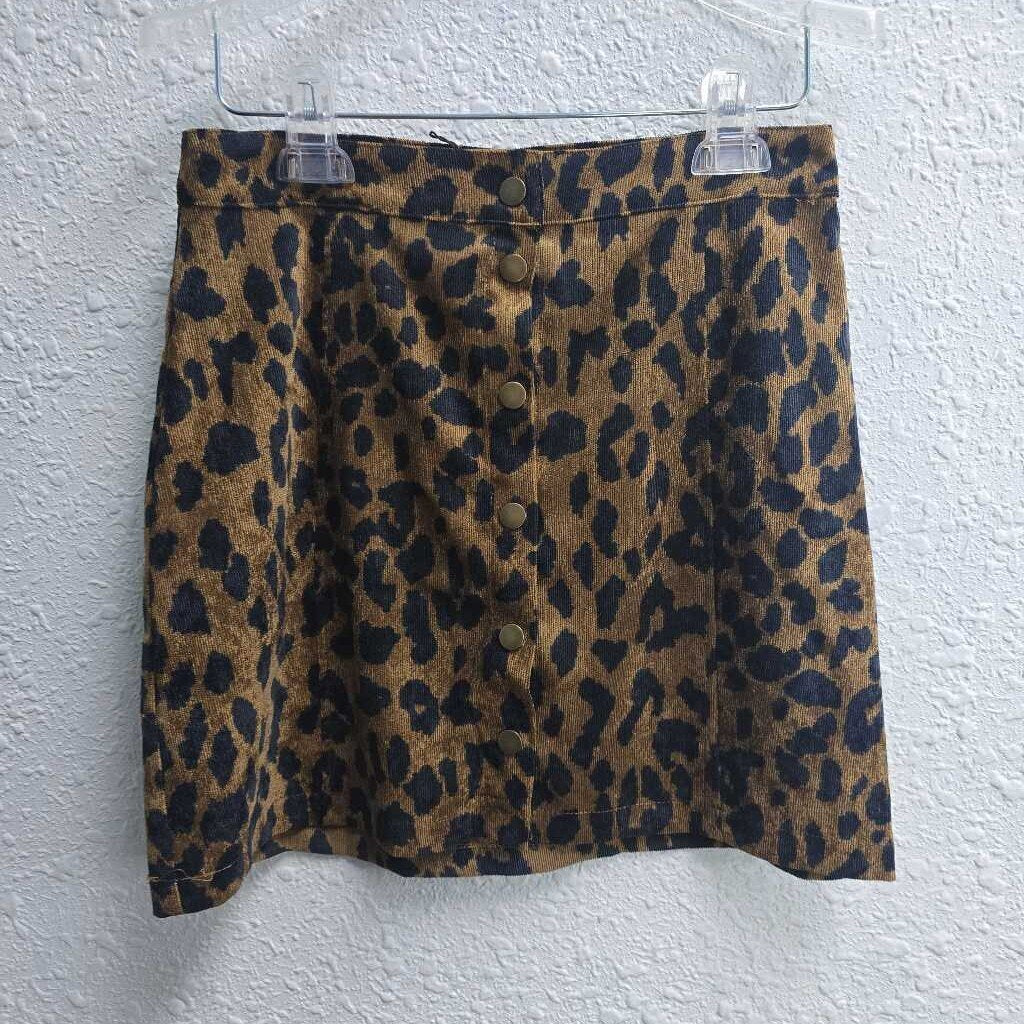 Corduroy Leopard Skirt
