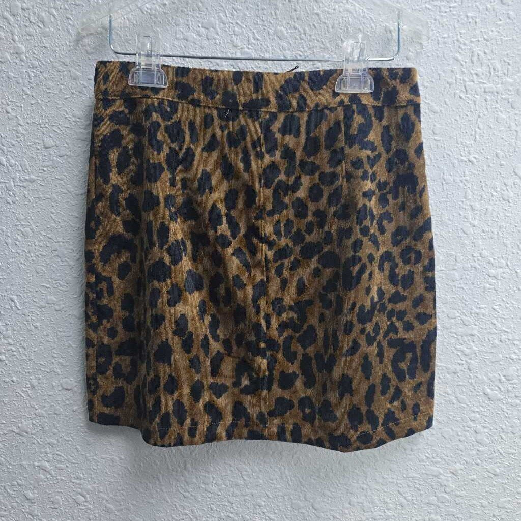 Corduroy Leopard Skirt