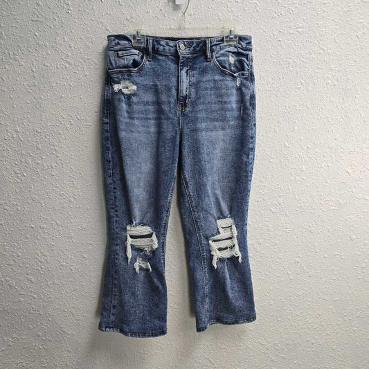Distressed Cropped Rise Up Jeans