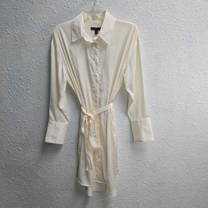 Belted Satin Button Down Dress