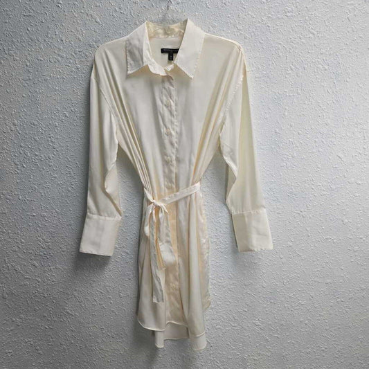 Belted Satin Button Down Dress