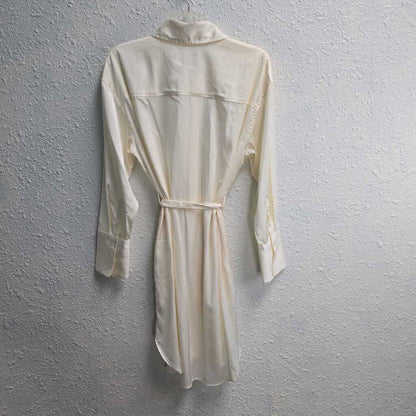 Belted Satin Button Down Dress