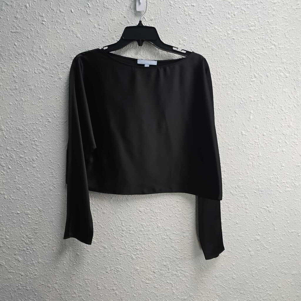 Blyss Long Sleeve Boat Neck Satin Top