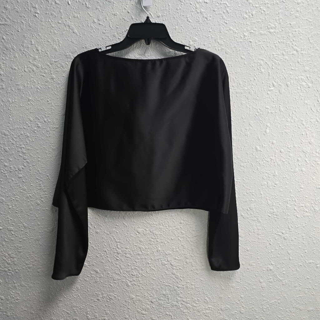 Blyss Long Sleeve Boat Neck Satin Top