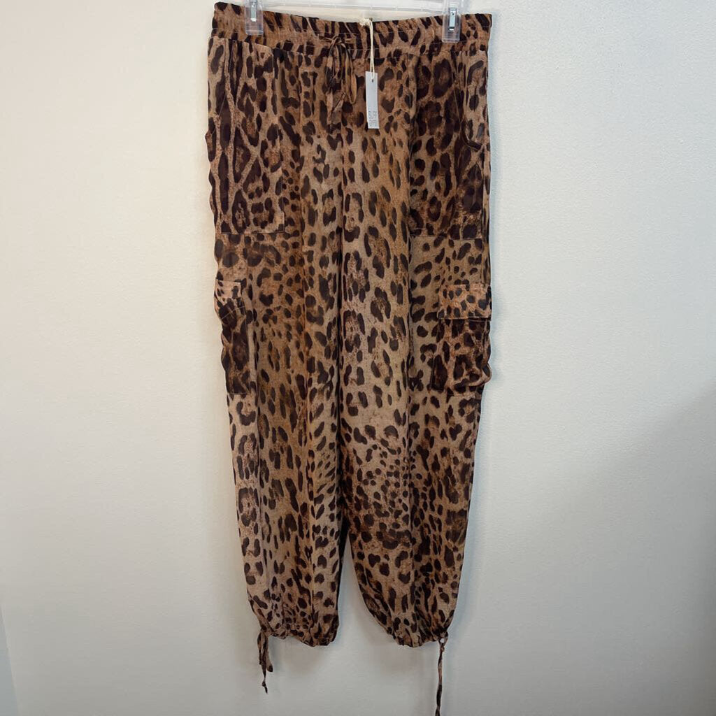 Wild Leopard Chiffon Cargo Joggers - New With Tags